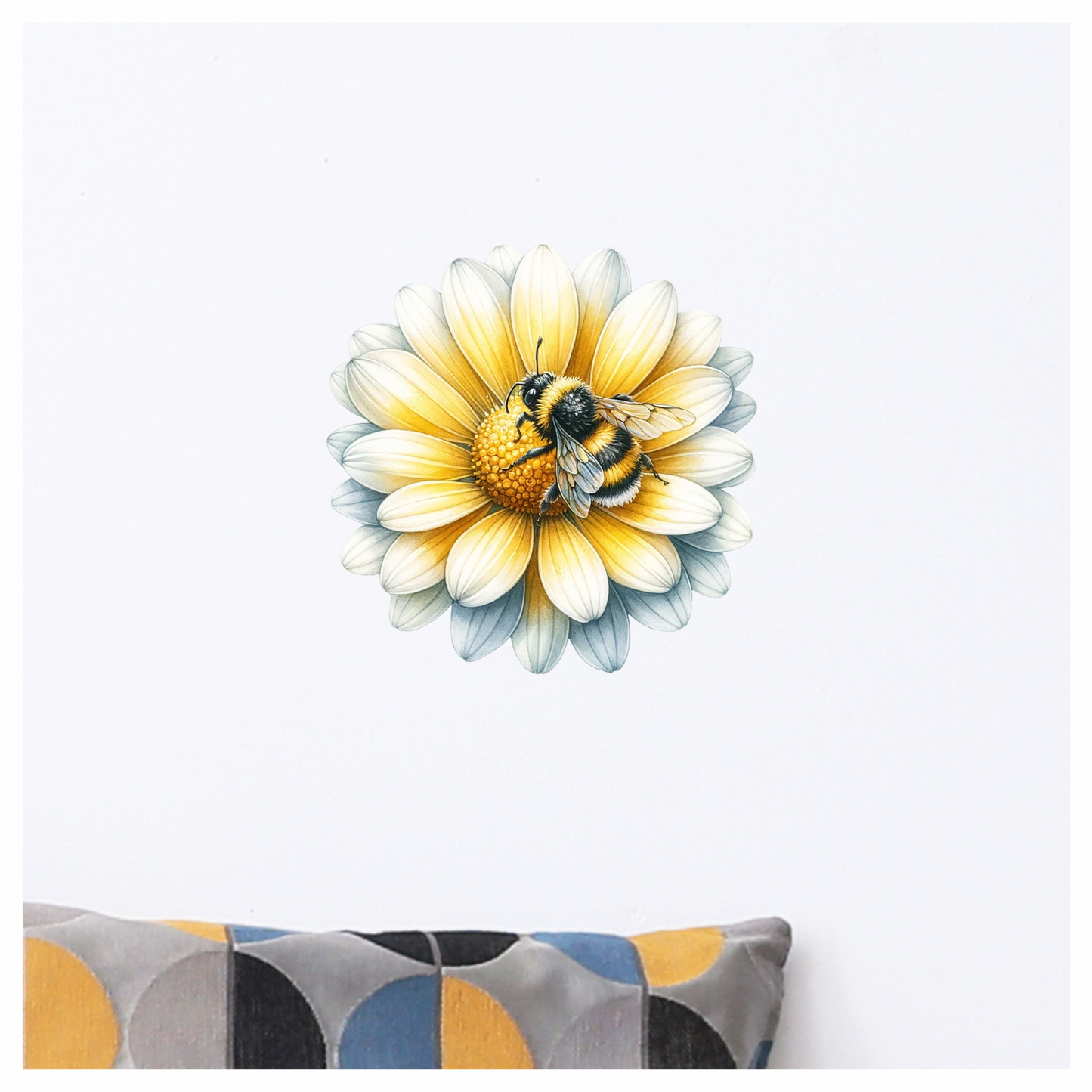 Yellow White Flower Bee Daisy Vinyl Sticker Decal
