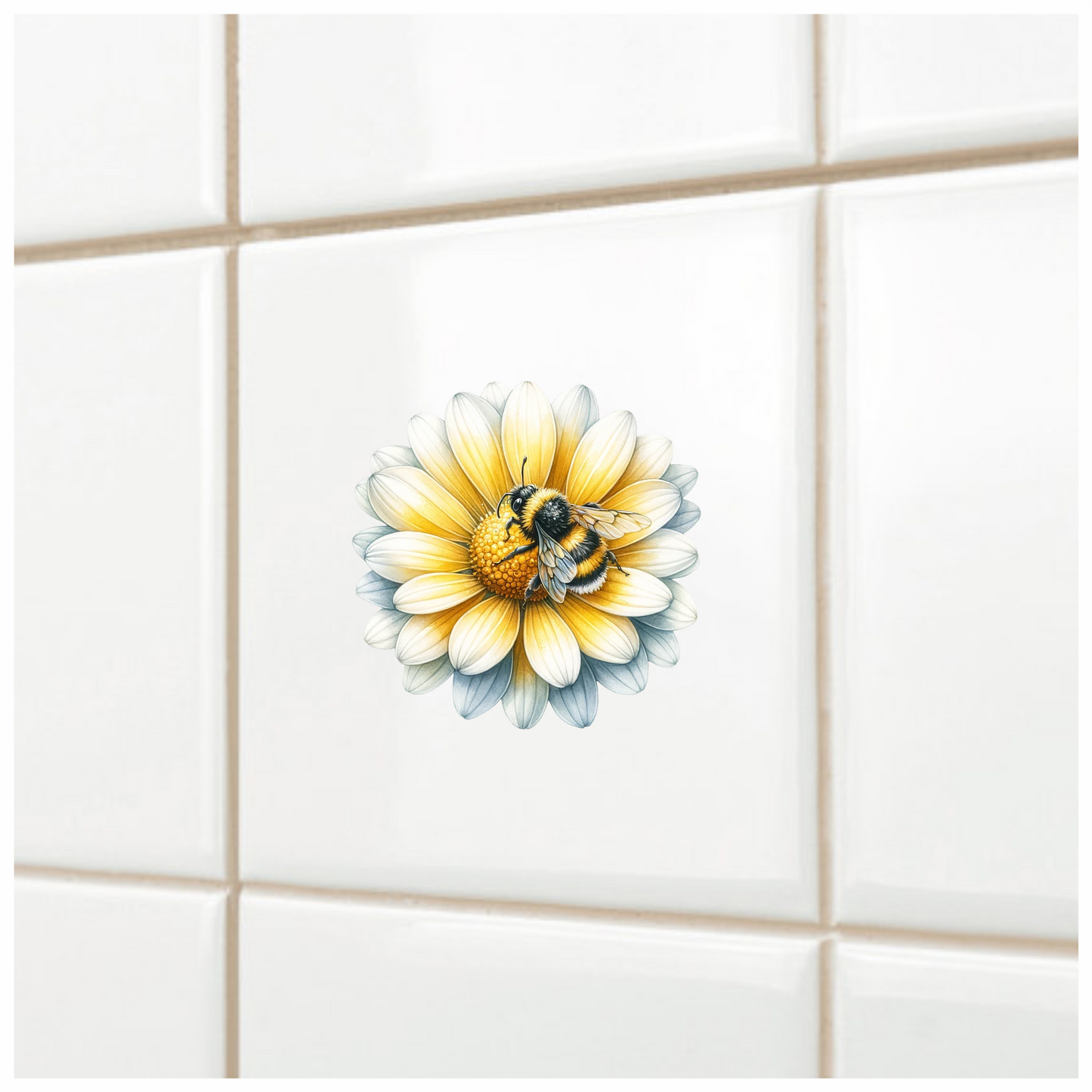Yellow White Flower Bee Daisy Vinyl Sticker Decal