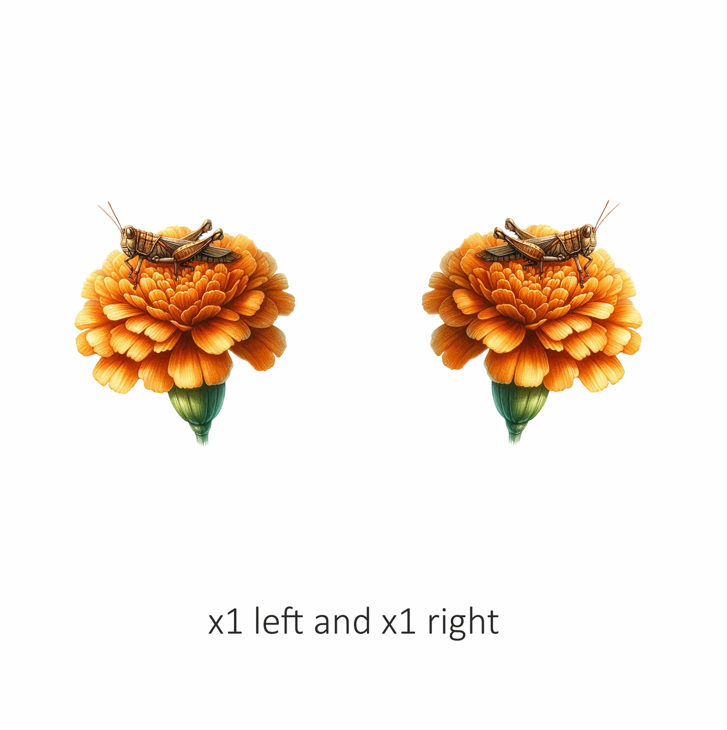 Orange Flower Grasshopper Sitting Top Vinyl Sticker Decal
