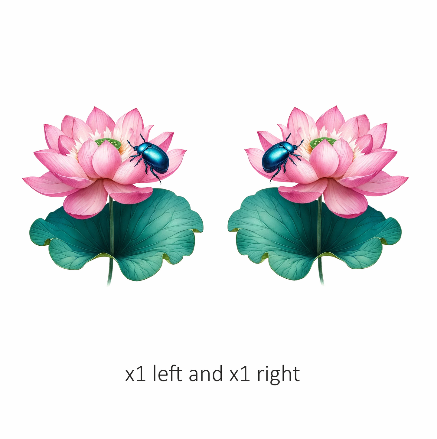 Pink Lotus Leaf Blue Beetle Vinyl Sticker Decal