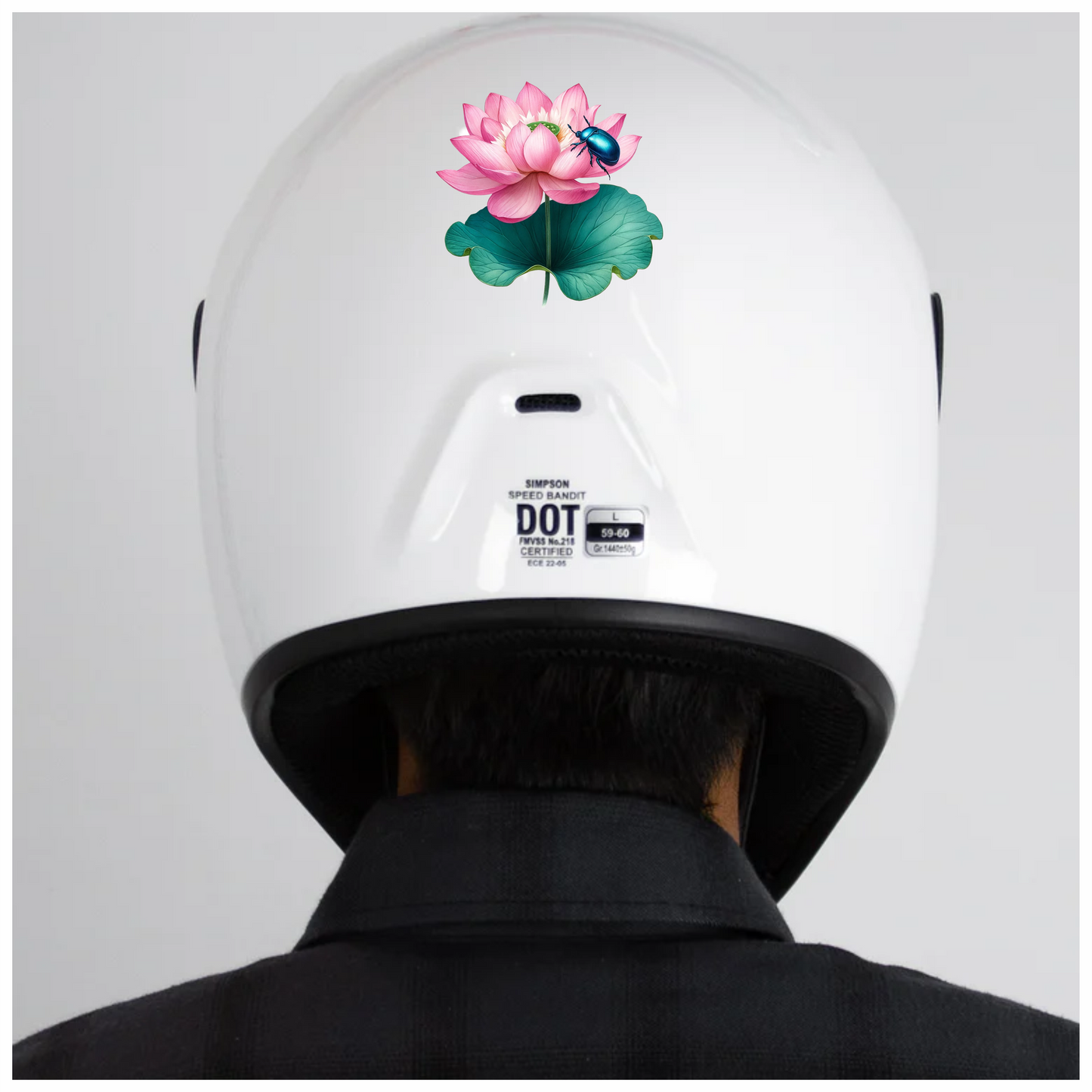 Pink Lotus Leaf Blue Beetle Vinyl Sticker Decal