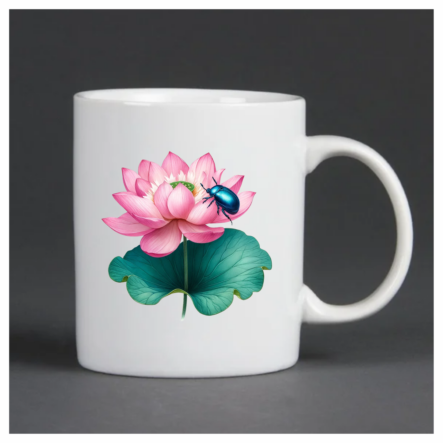 Pink Lotus Leaf Blue Beetle Vinyl Sticker Decal