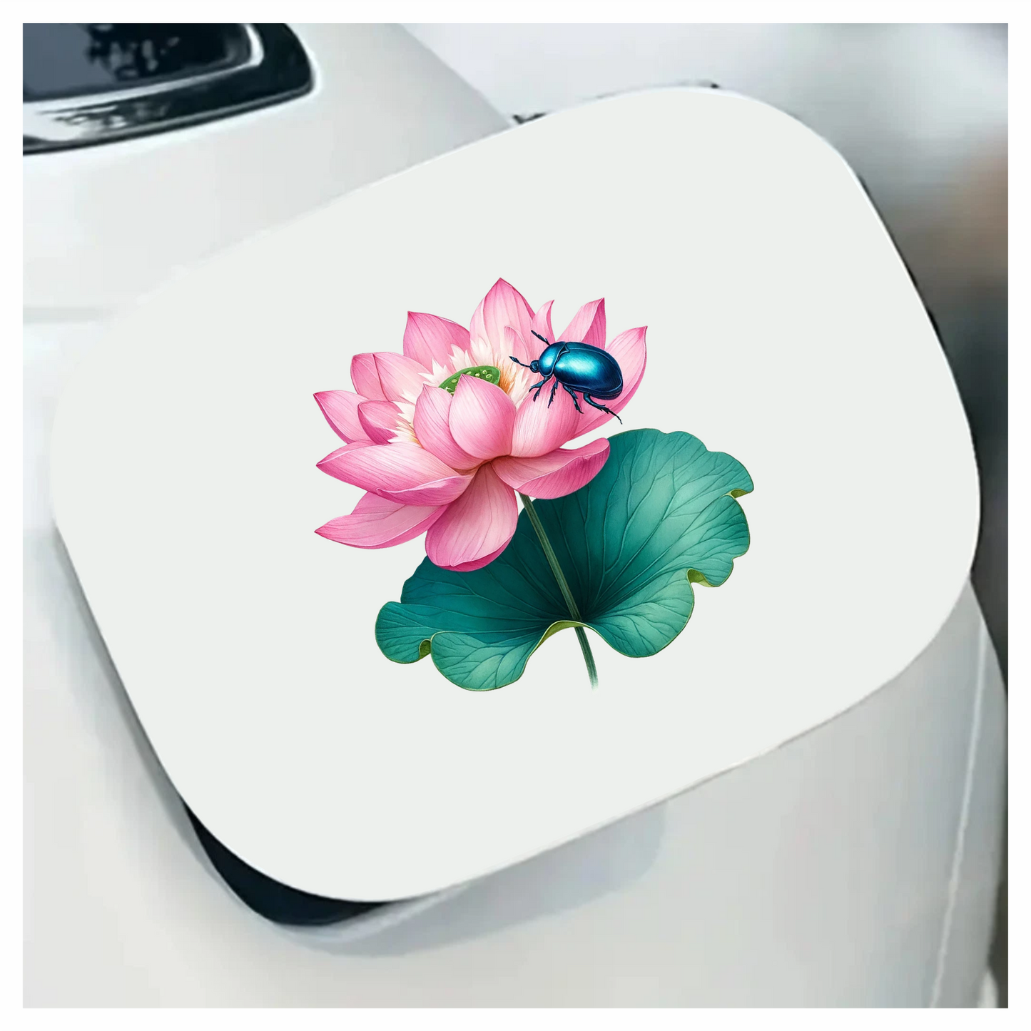 Pink Lotus Leaf Blue Beetle Vinyl Sticker Decal