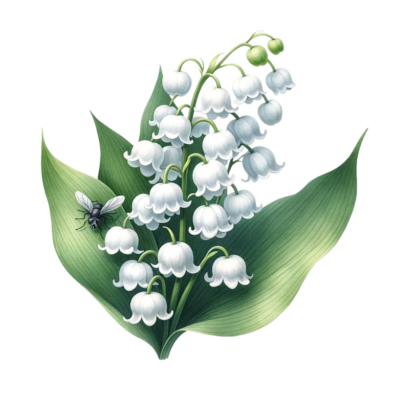 White Flowers Green Leaves Black Fly Vinyl Sticker Decal