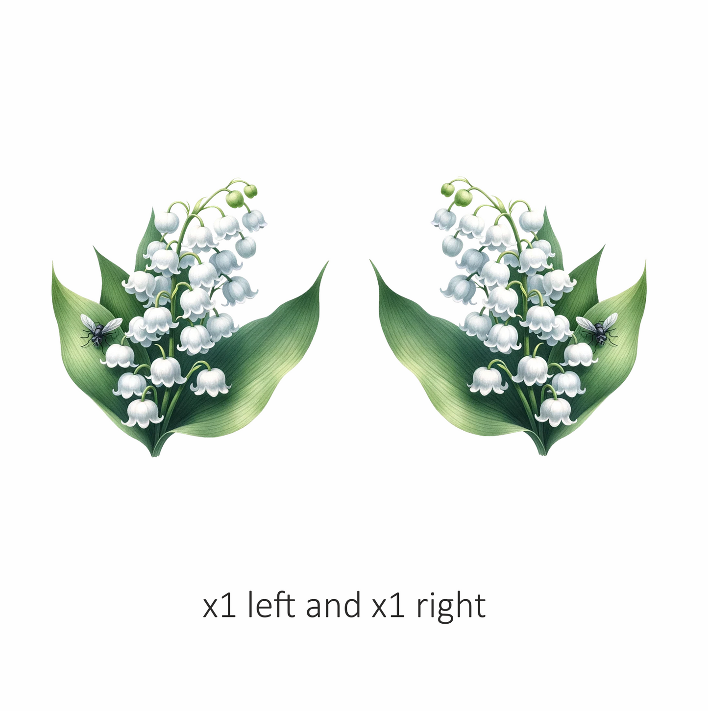 White Flowers Green Leaves Black Fly Vinyl Sticker Decal