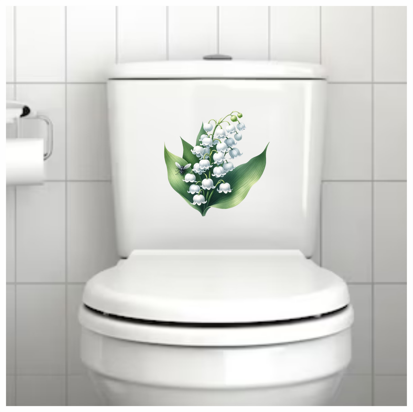 White Flowers Green Leaves Black Fly Vinyl Sticker Decal