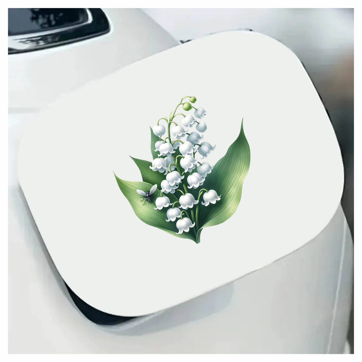 White Flowers Green Leaves Black Fly Vinyl Sticker Decal