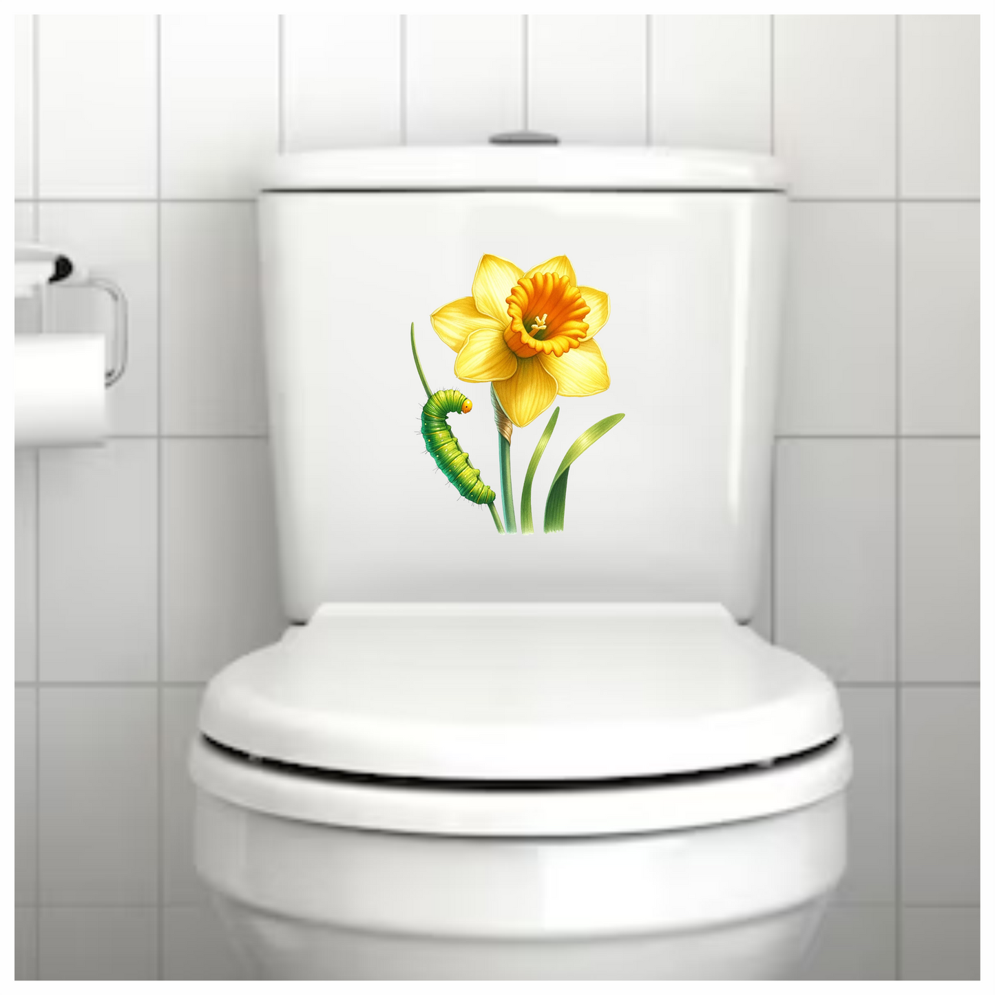 Yellow Flower Green Caterpillar Nature Plant Vinyl Sticker Decal