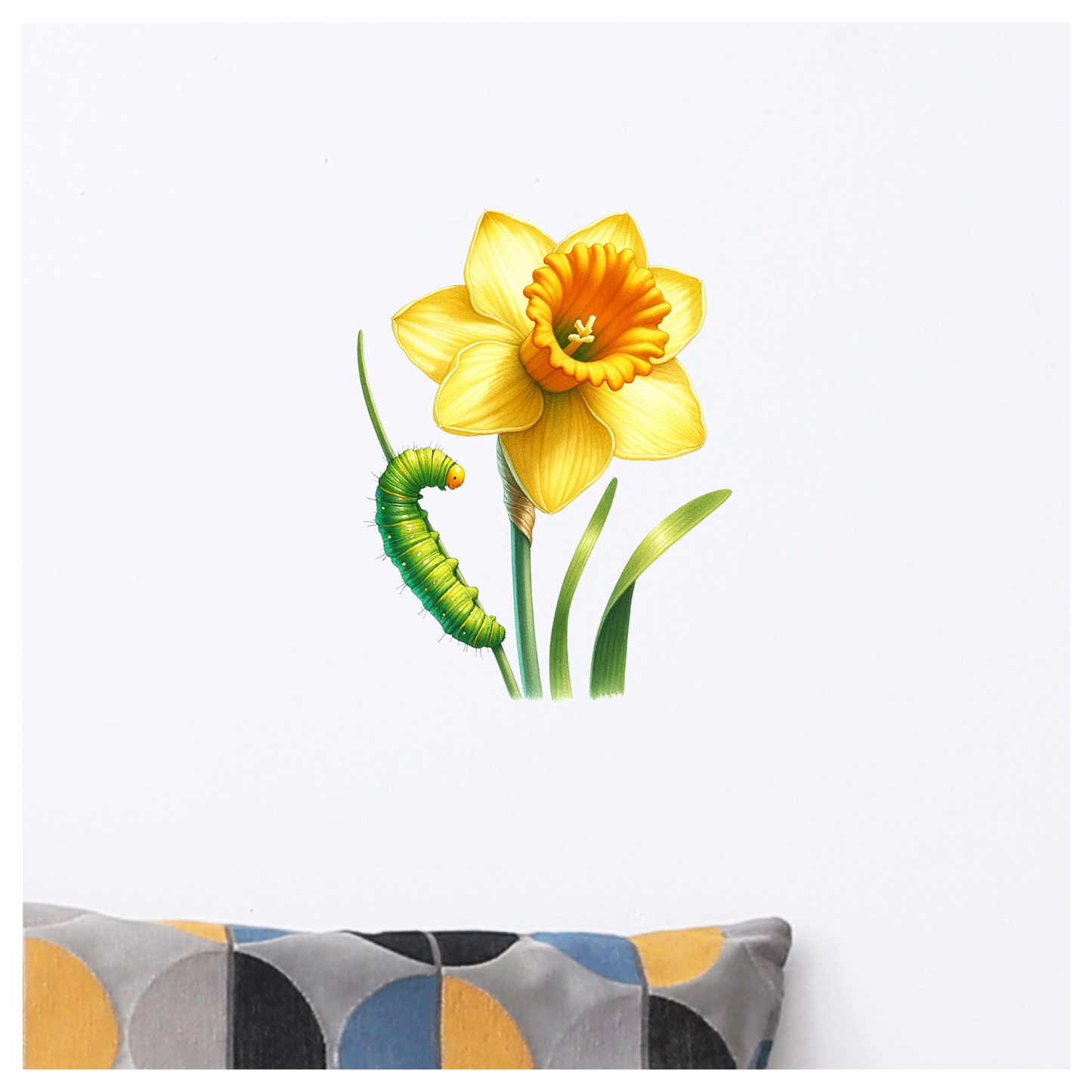 Yellow Flower Green Caterpillar Nature Plant Vinyl Sticker Decal