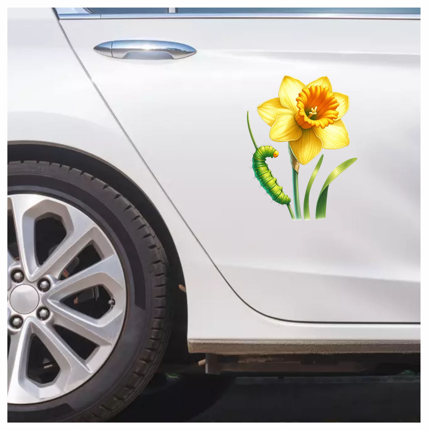 Yellow Flower Green Caterpillar Nature Plant Vinyl Sticker Decal