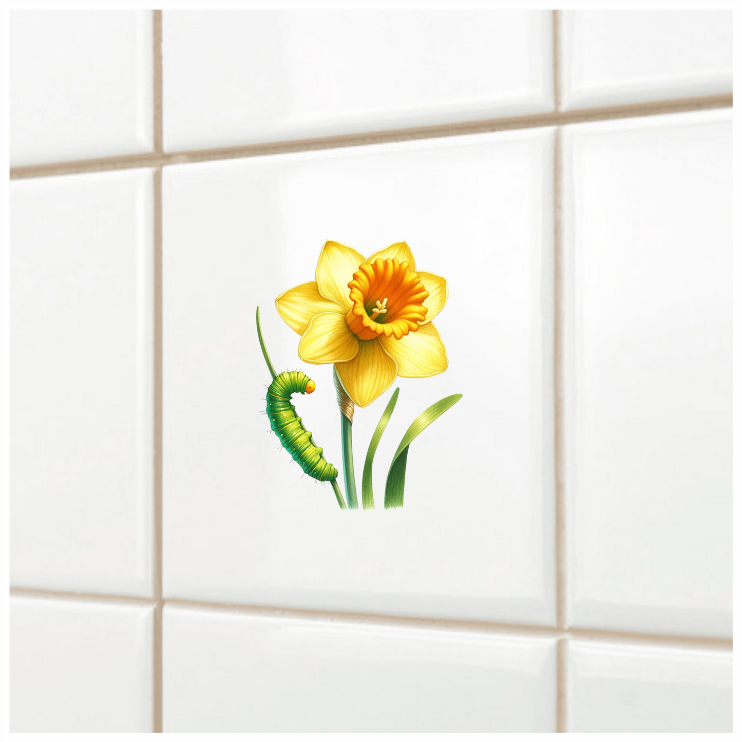 Yellow Flower Green Caterpillar Nature Plant Vinyl Sticker Decal