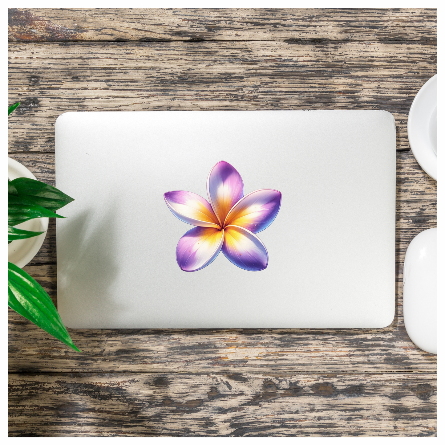 Purple Yellow White Five Petal Flower Vinyl Sticker Decal