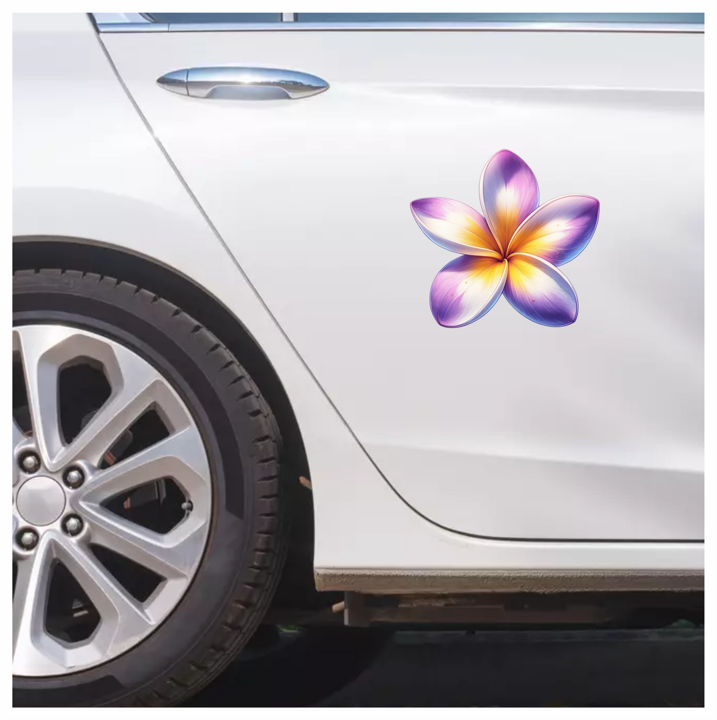 Purple Yellow White Five Petal Flower Vinyl Sticker Decal