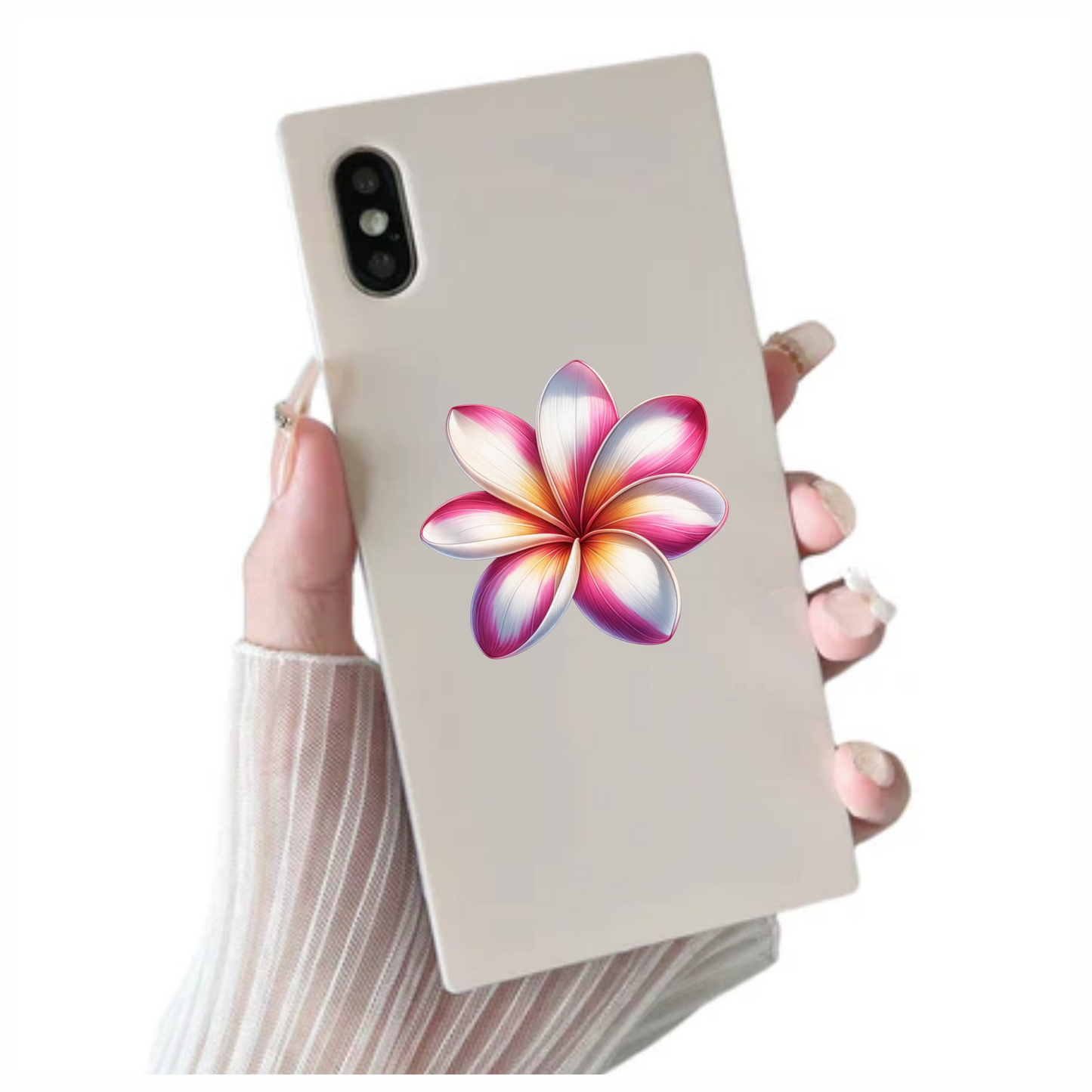 Pink White Yellow Tropical Flower Vinyl Sticker Decal