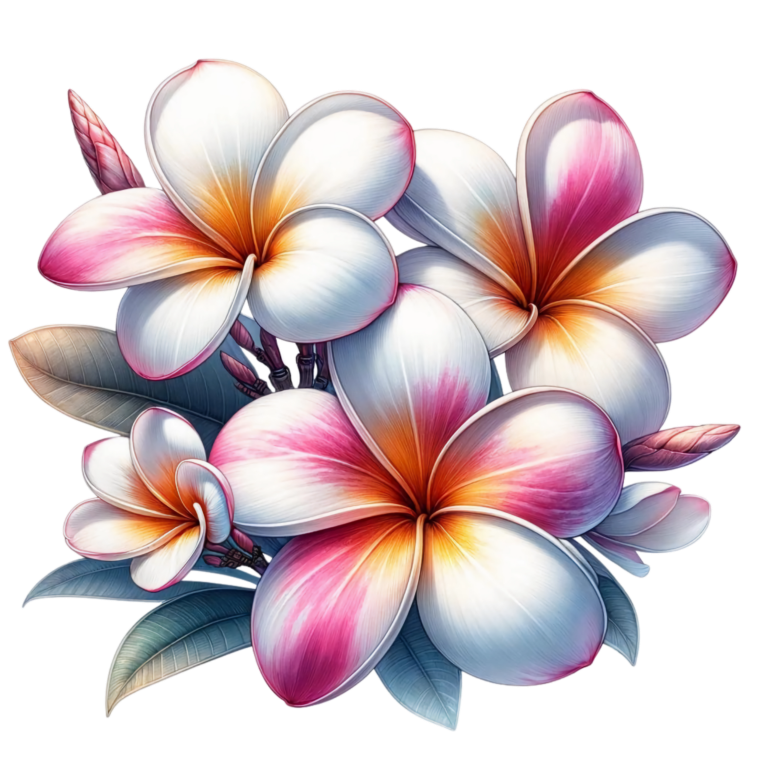 Bunch of Pink & White Plumeria Flowers Vinyl Decal Sticker