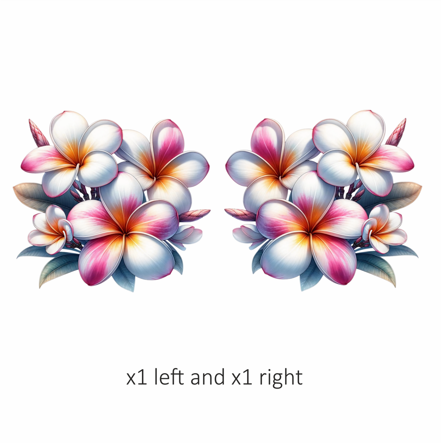 Bunch of Pink & White Plumeria Flowers Vinyl Decal Sticker