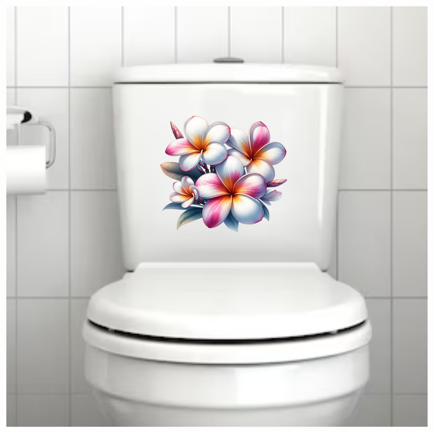Bunch of Pink & White Plumeria Flowers Vinyl Decal Sticker