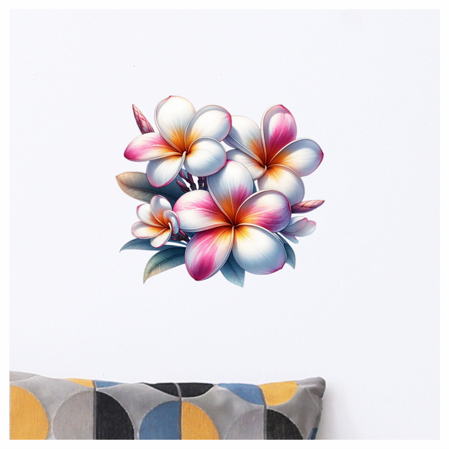 Bunch of Pink & White Plumeria Flowers Vinyl Decal Sticker