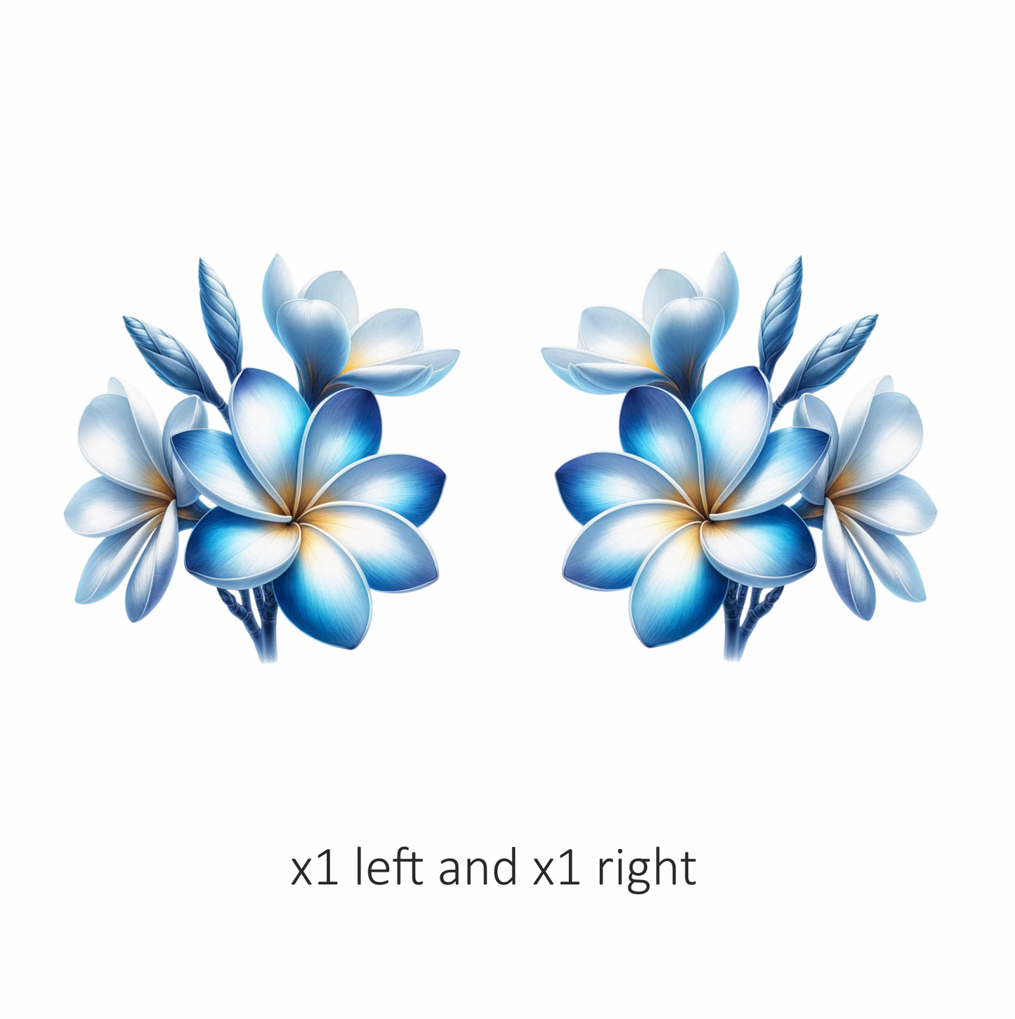 Blue White Tropical Flowers Bloom Vinyl Sticker Decal