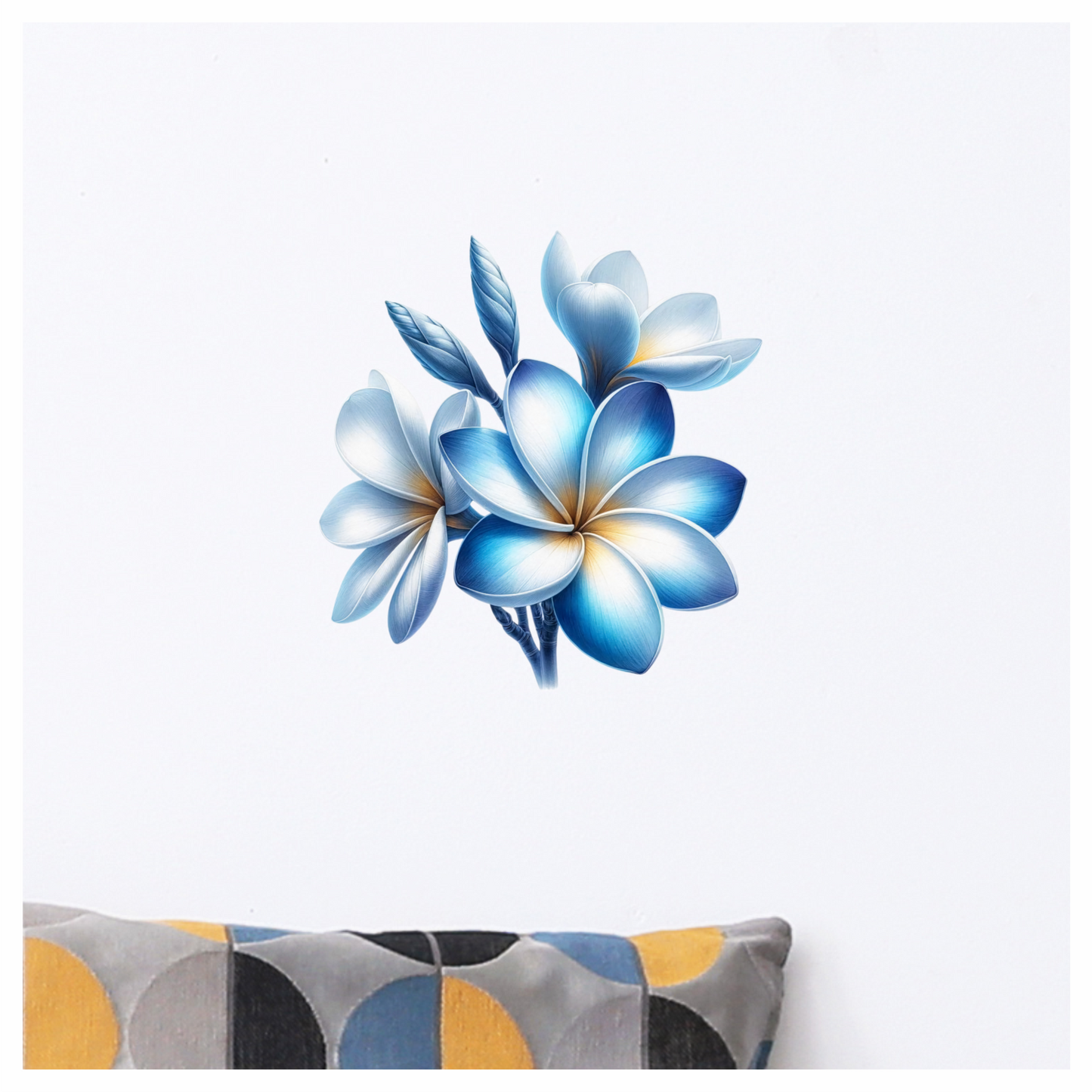 Blue White Tropical Flowers Bloom Vinyl Sticker Decal
