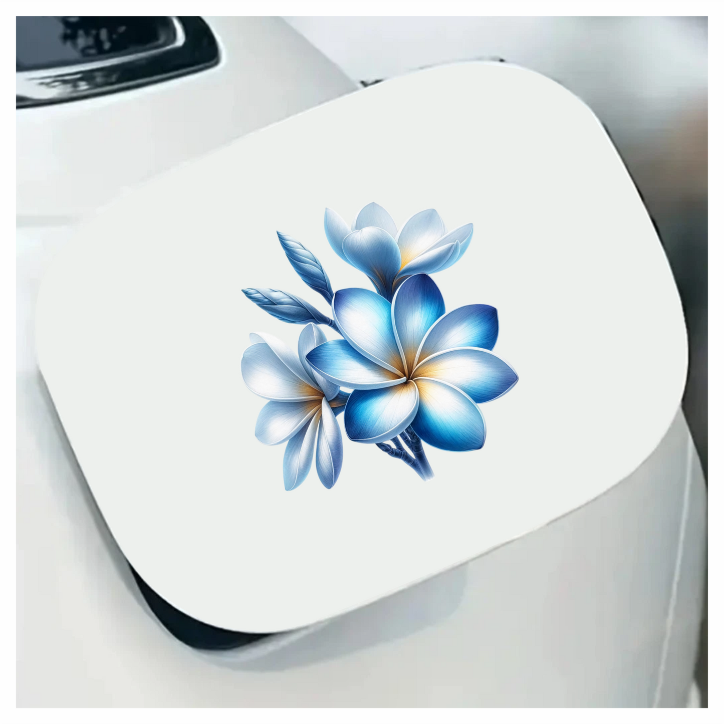Blue White Tropical Flowers Bloom Vinyl Sticker Decal