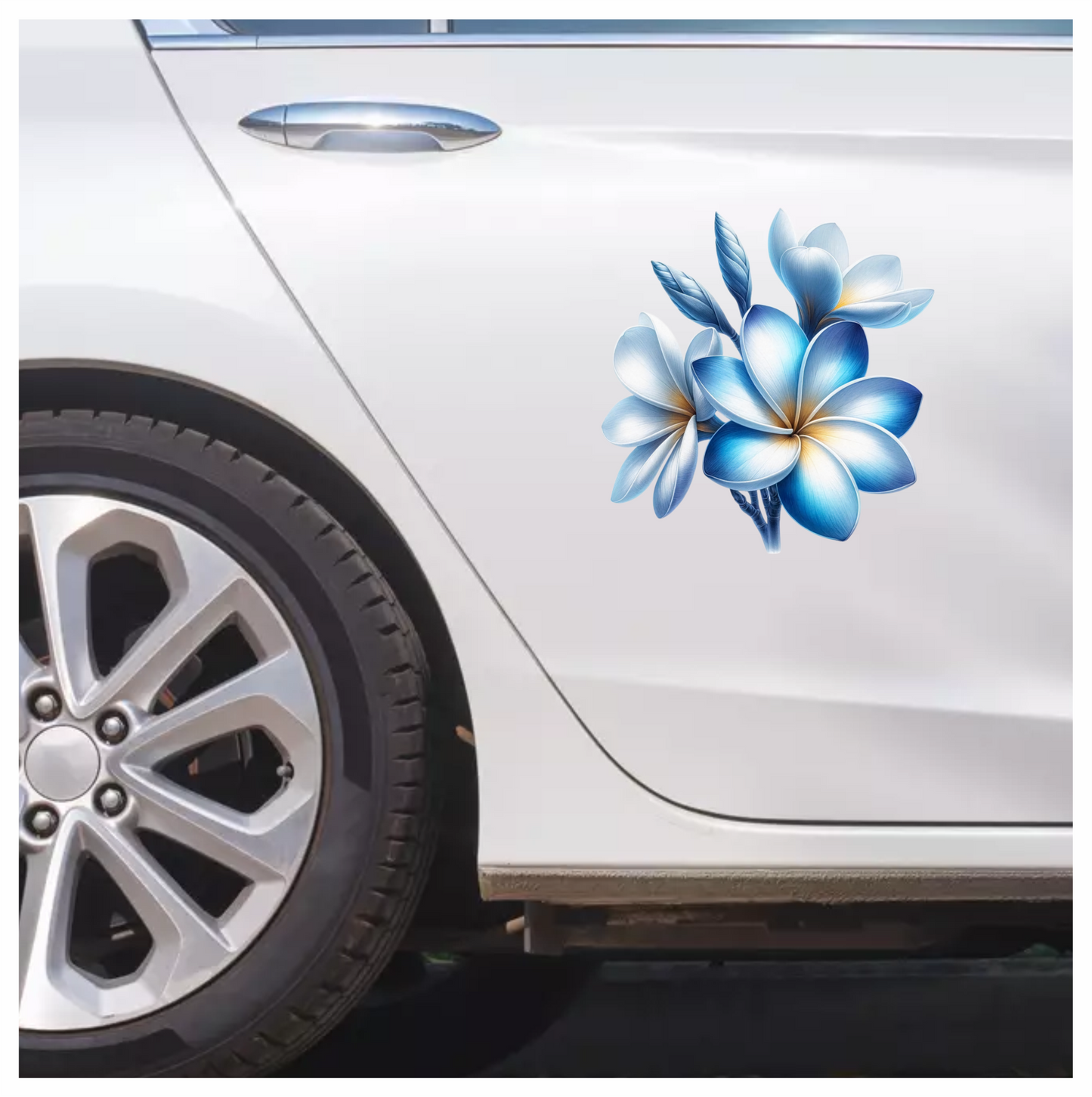 Blue White Tropical Flowers Bloom Vinyl Sticker Decal