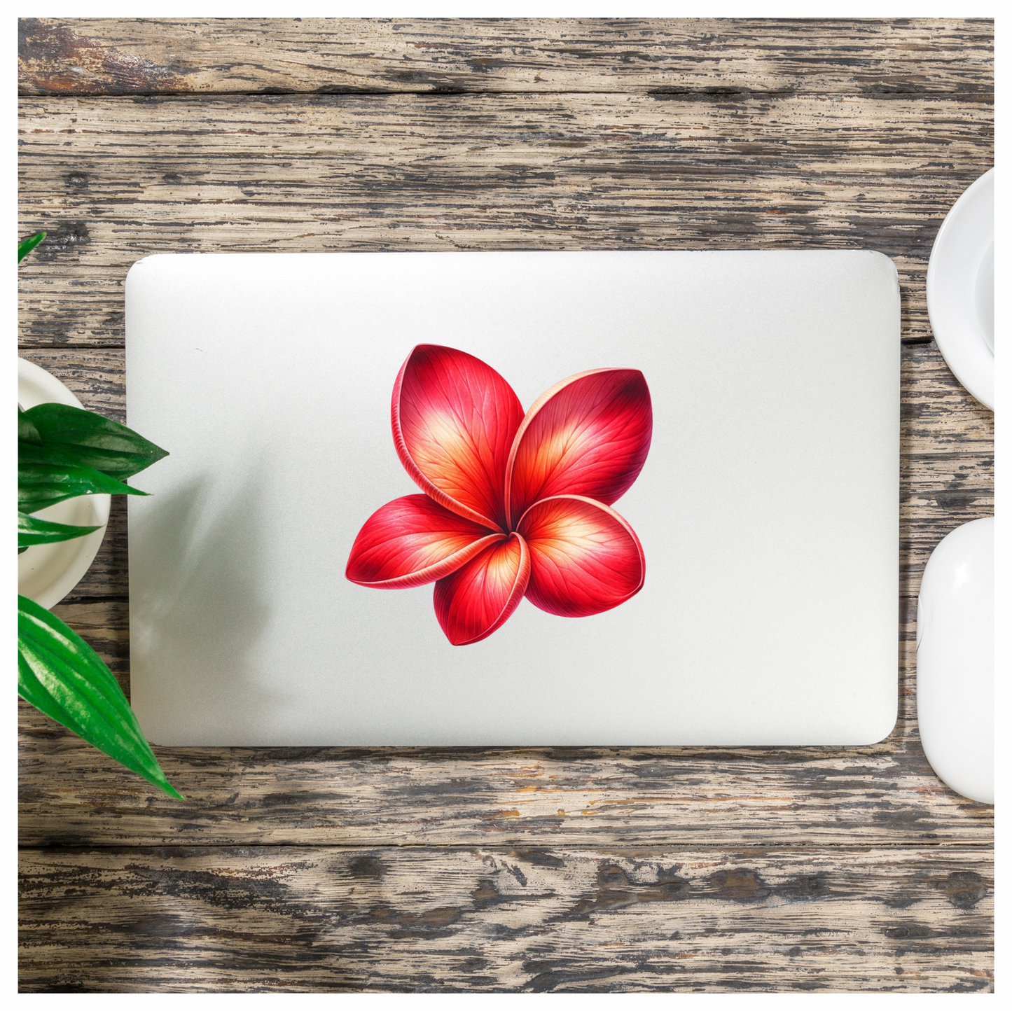 Red Flower Five Petals Vinyl Sticker Decal