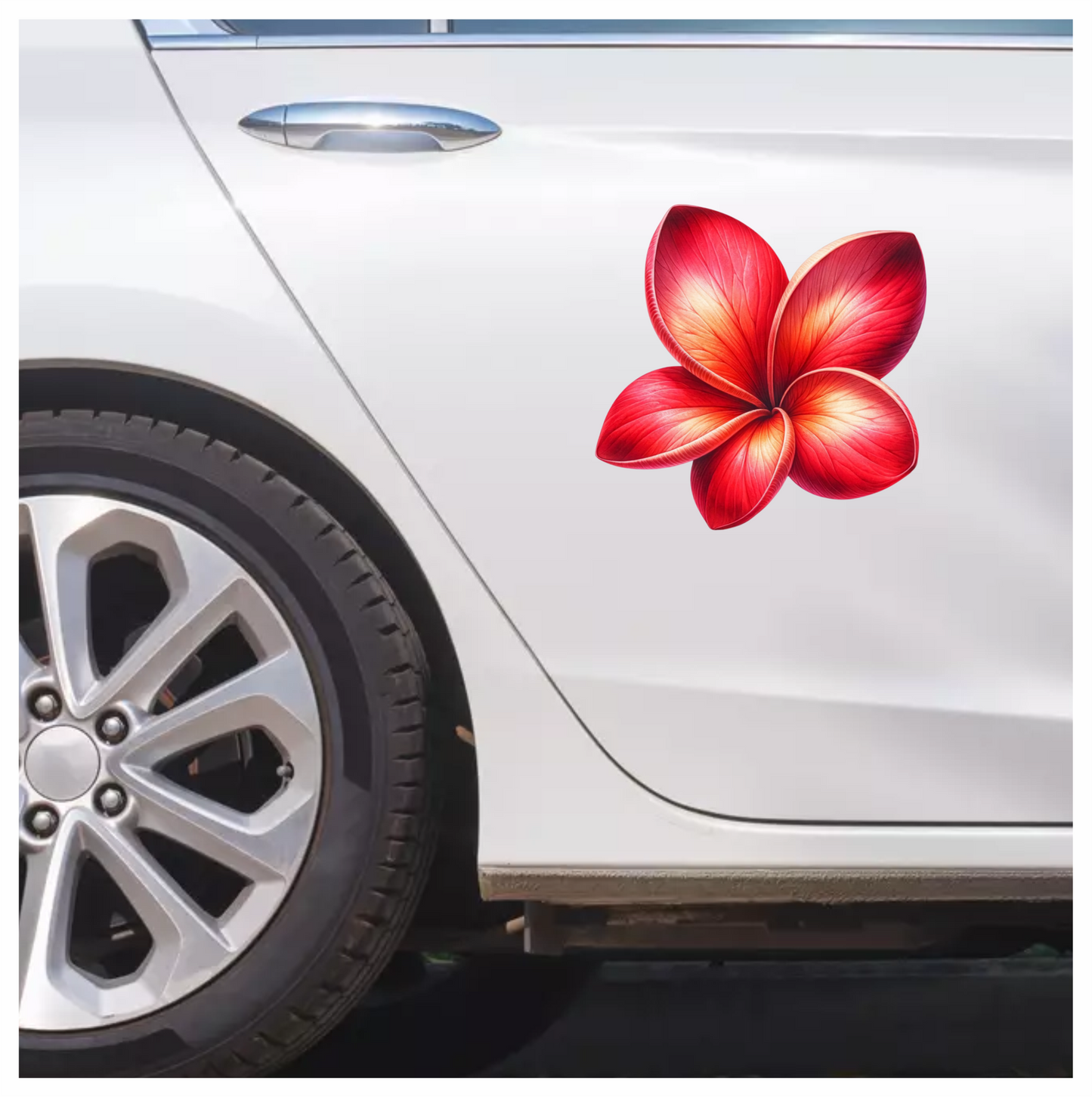 Red Flower Five Petals Vinyl Sticker Decal