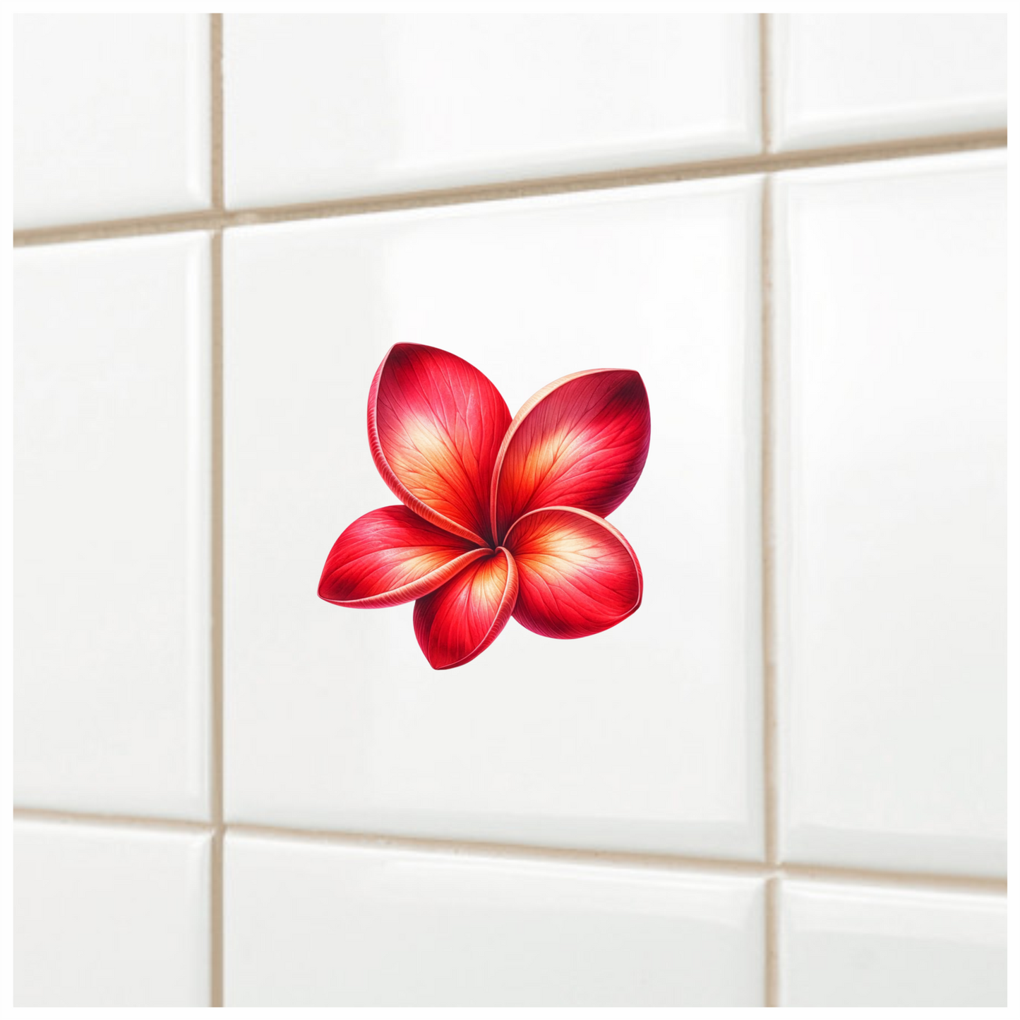 Red Flower Five Petals Vinyl Sticker Decal