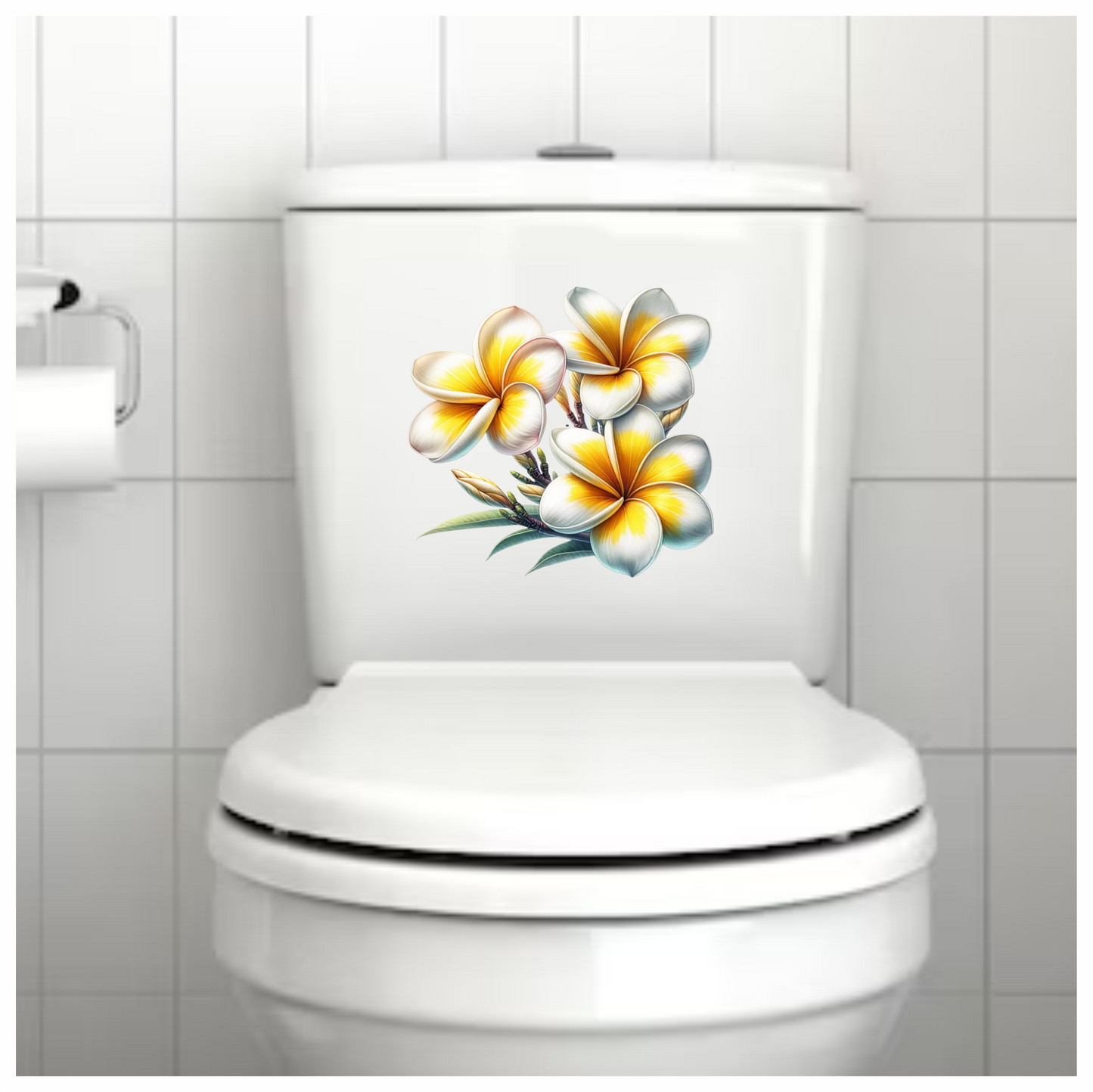 White Yellow Tropical Flowers Cluster Vinyl Sticker Decal