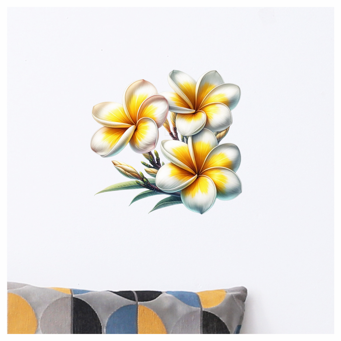 White Yellow Tropical Flowers Cluster Vinyl Sticker Decal
