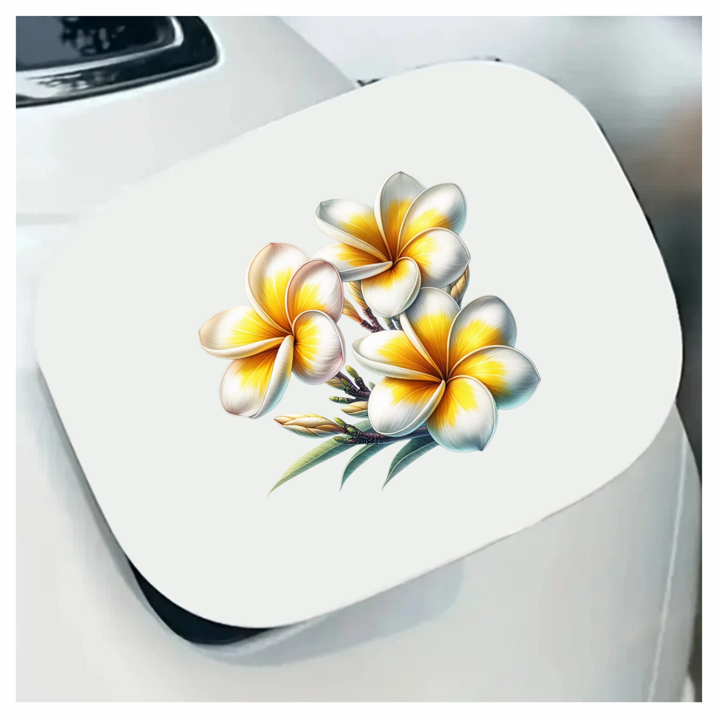 White Yellow Tropical Flowers Cluster Vinyl Sticker Decal