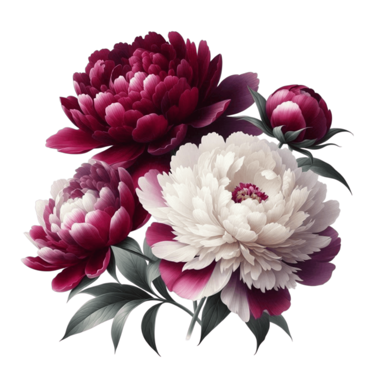 Red White Pink Peony Flowers Vinyl Sticker Decal
