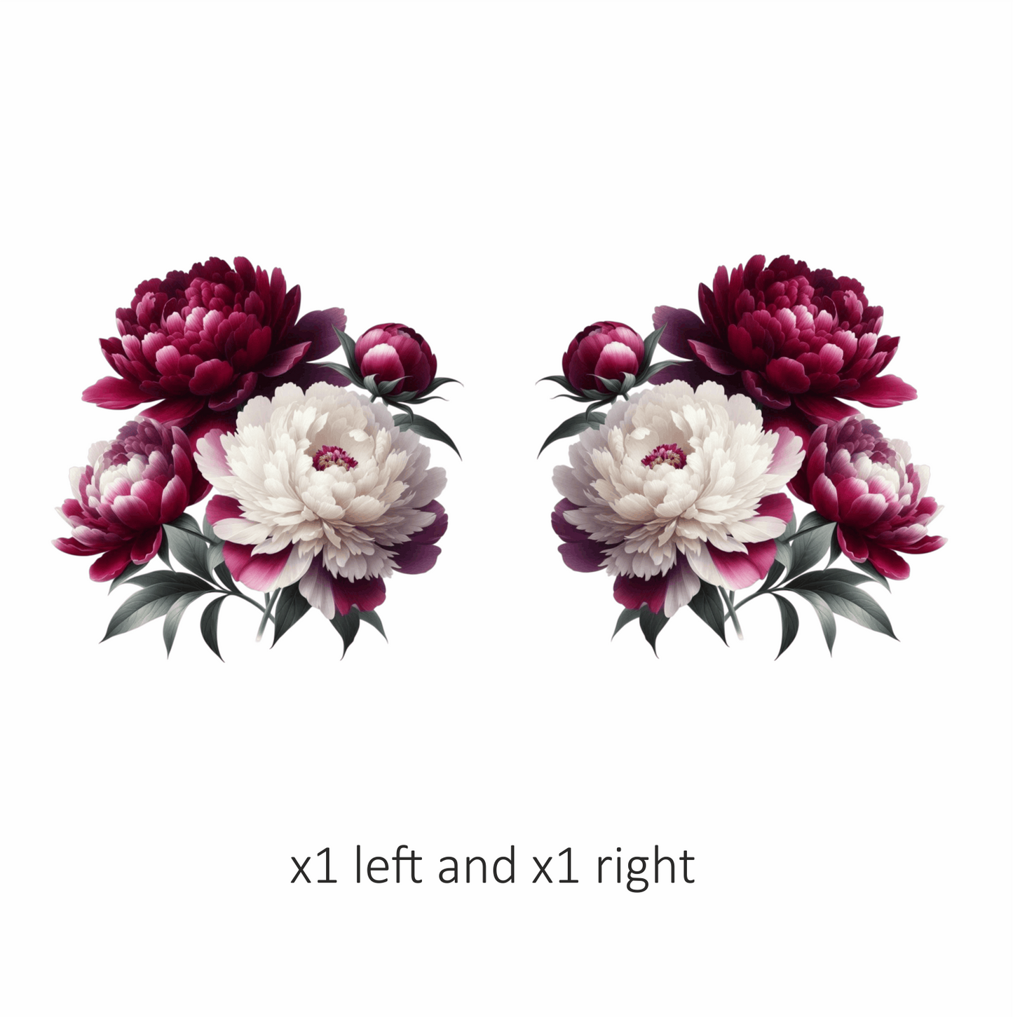 Red White Pink Peony Flowers Vinyl Sticker Decal