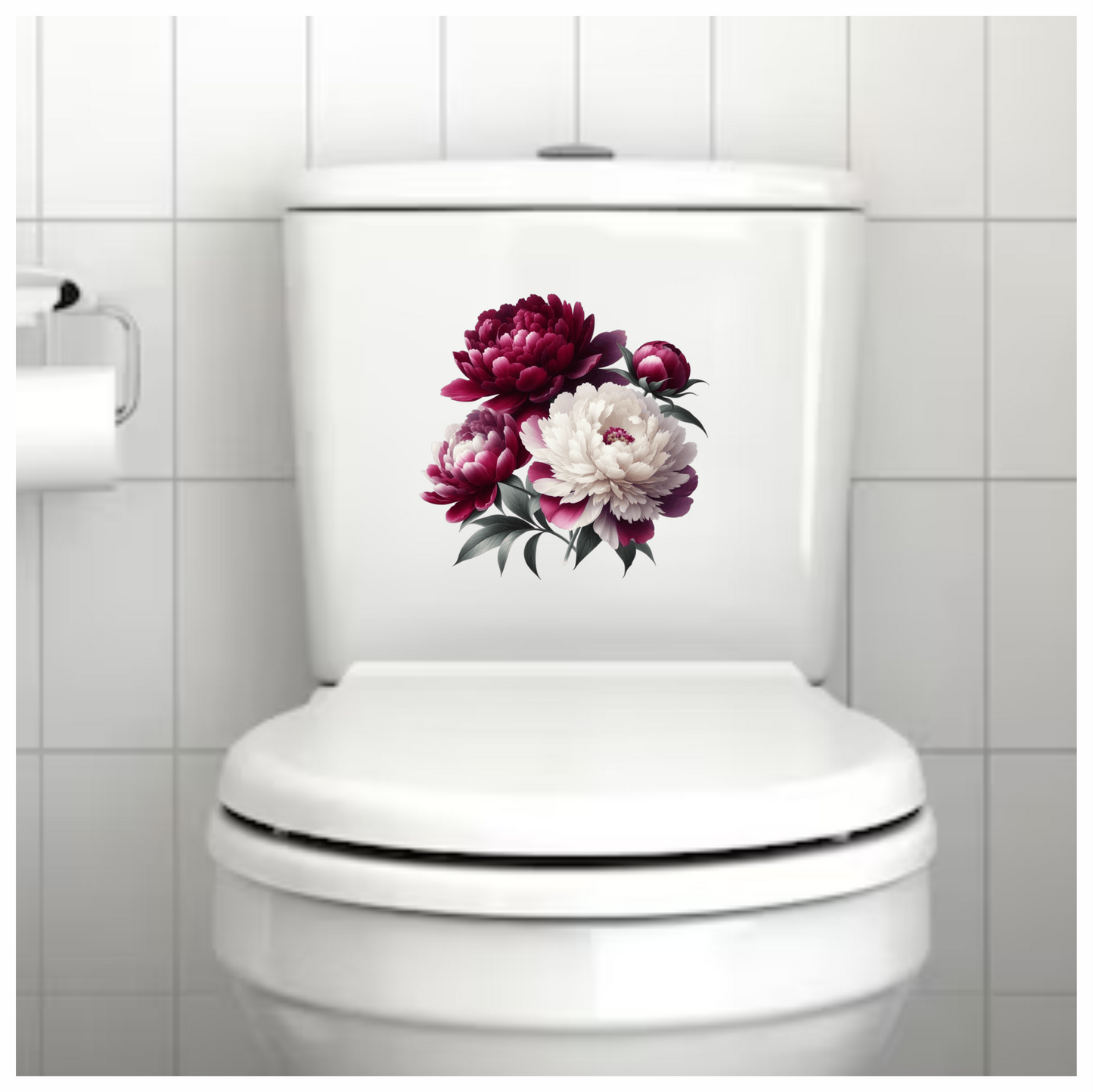 Red White Pink Peony Flowers Vinyl Sticker Decal