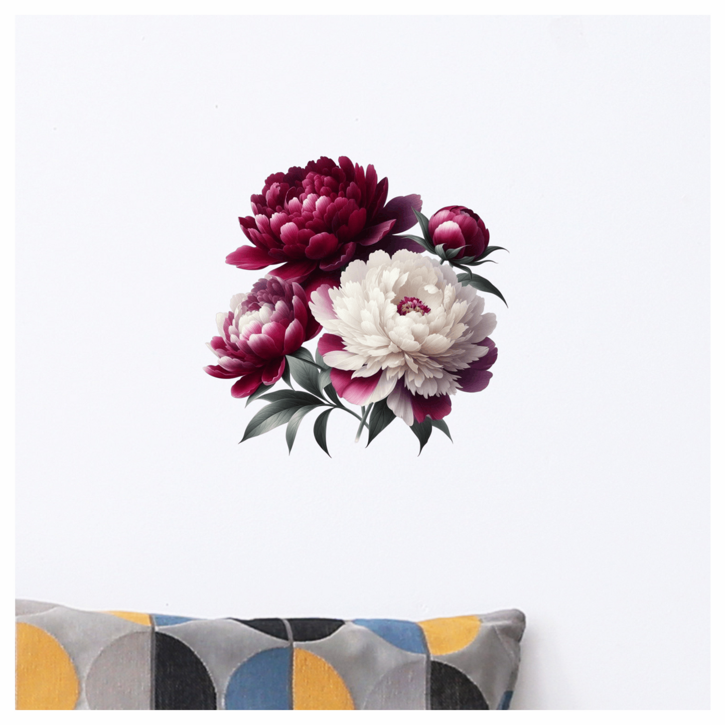 Red White Pink Peony Flowers Vinyl Sticker Decal