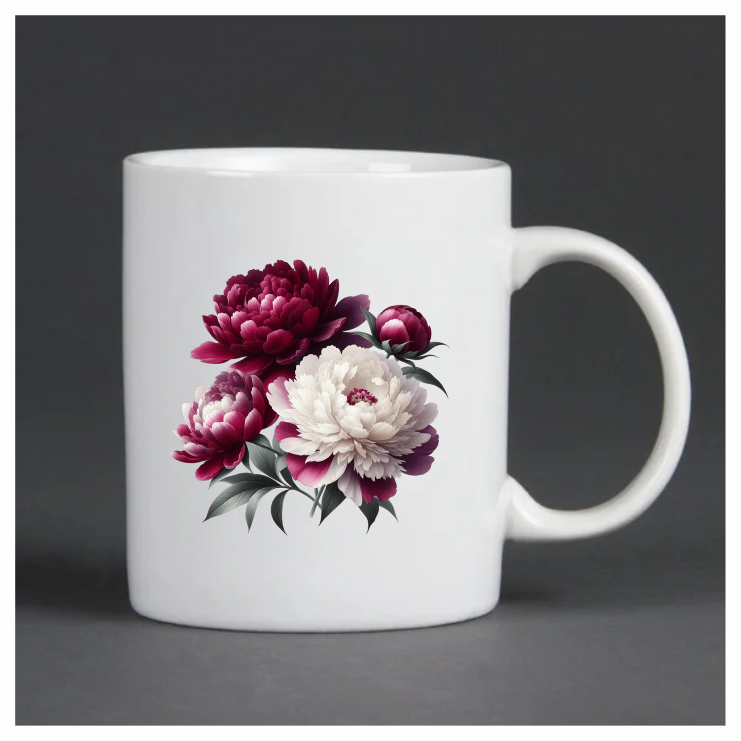 Red White Pink Peony Flowers Vinyl Sticker Decal