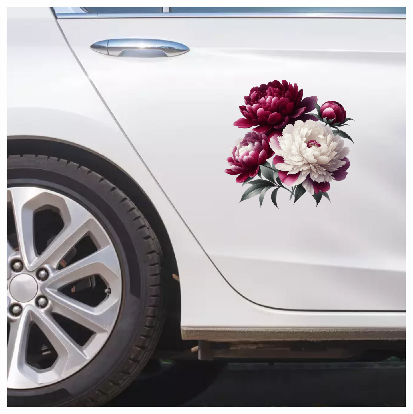 Red White Pink Peony Flowers Vinyl Sticker Decal