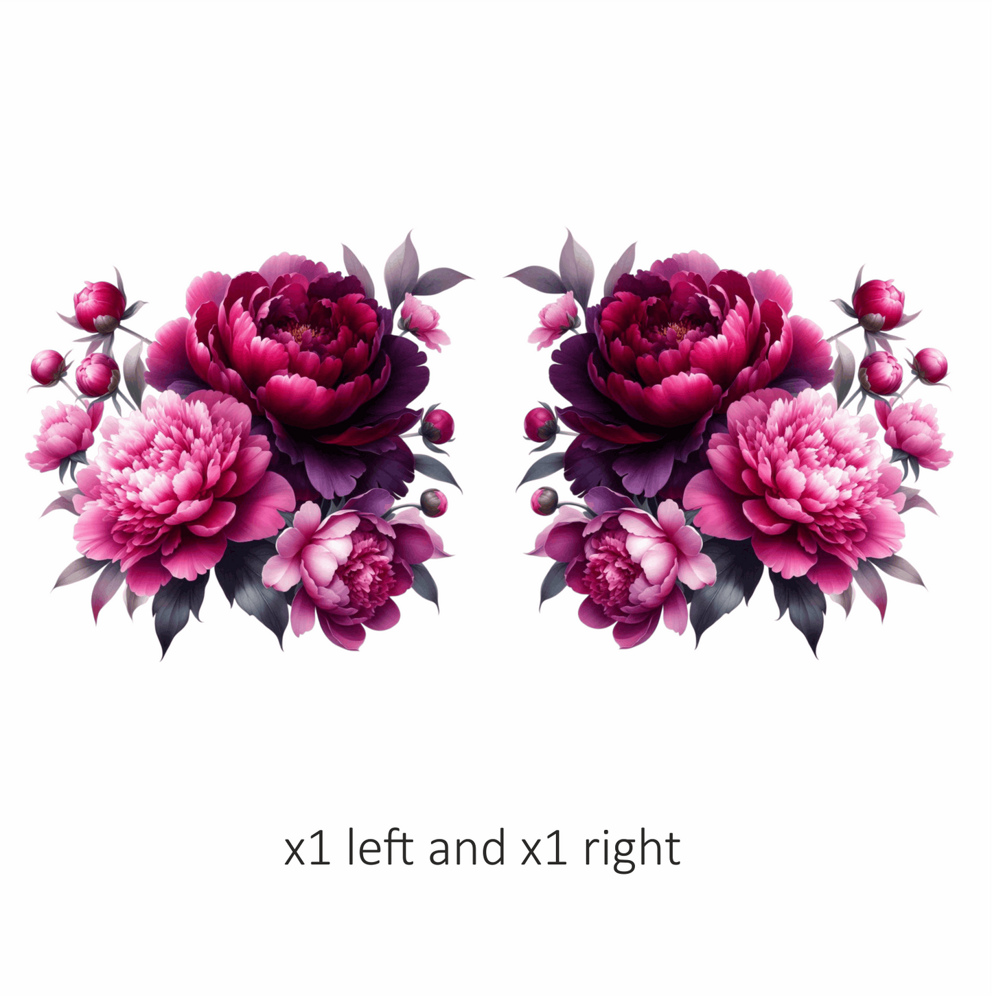 Pink Peony Purple Peony Green Leaves Vinyl Sticker Decal