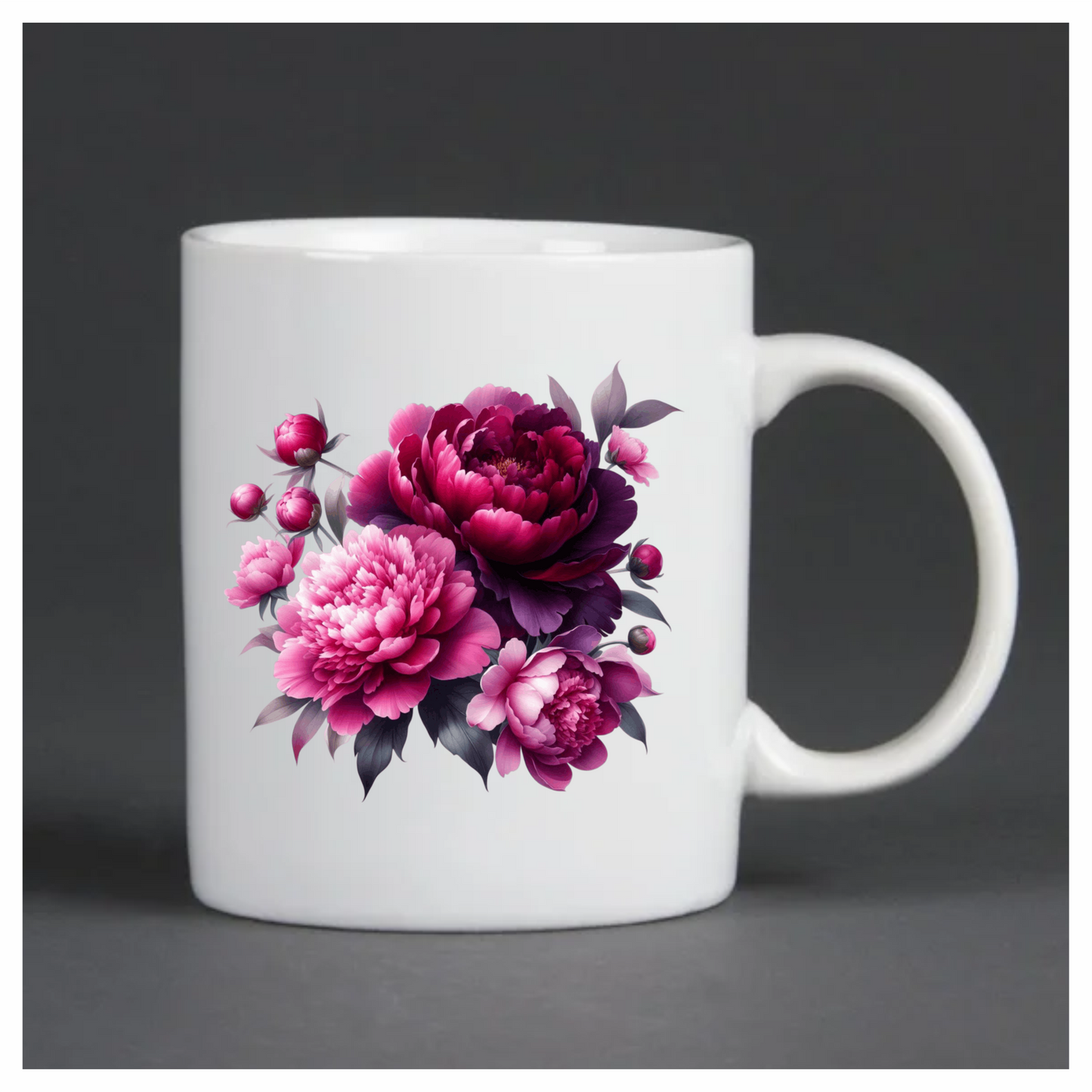 Pink Peony Purple Peony Green Leaves Vinyl Sticker Decal