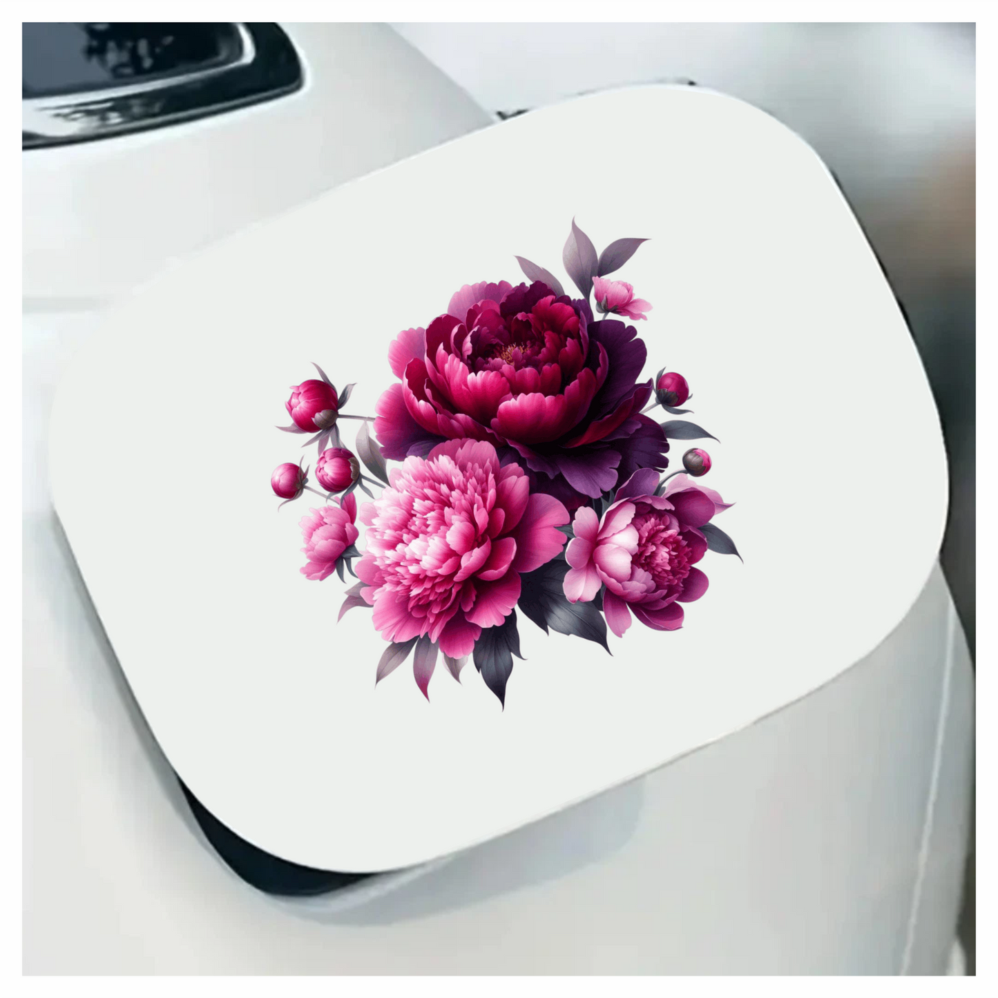 Pink Peony Purple Peony Green Leaves Vinyl Sticker Decal