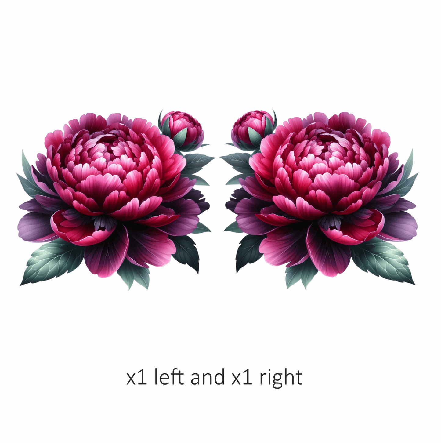 Red Flower Bloom Green Leaves Vinyl Sticker Decal
