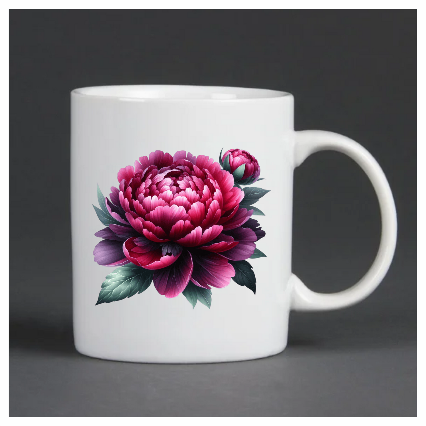 Red Flower Bloom Green Leaves Vinyl Sticker Decal