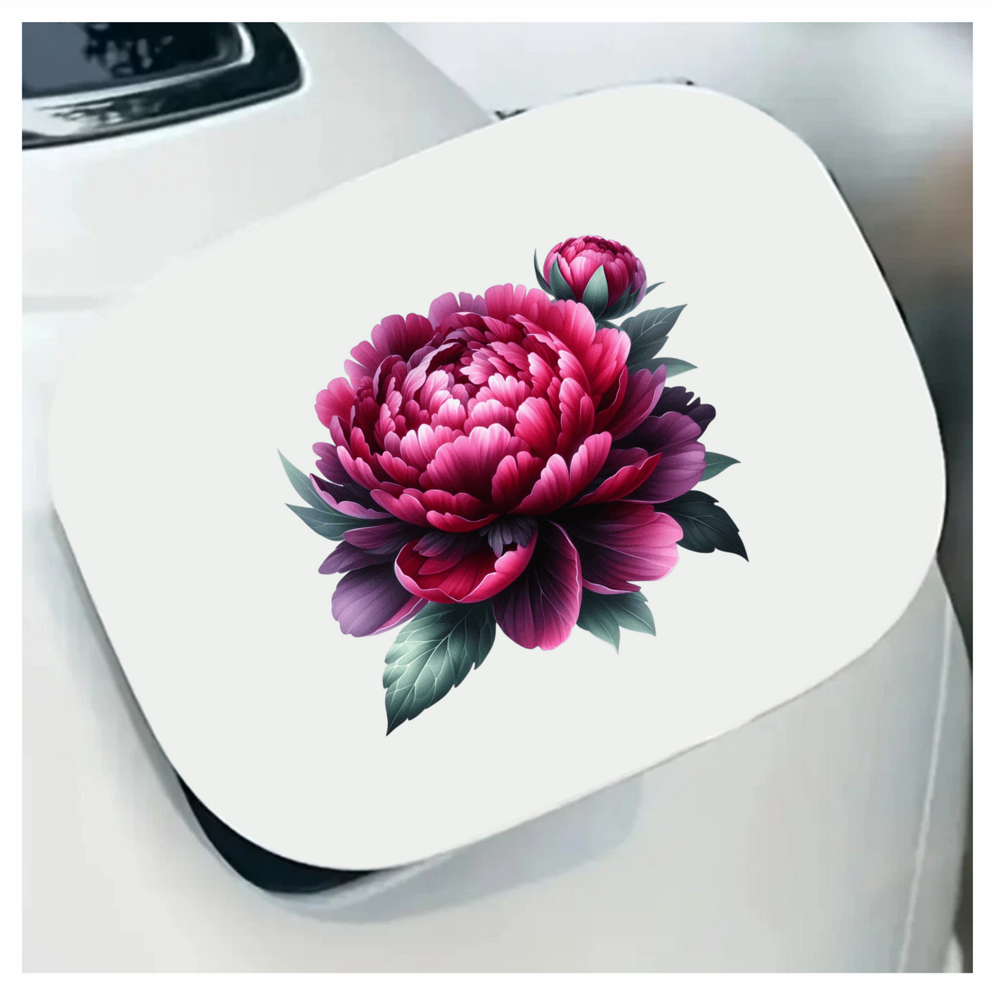 Red Flower Bloom Green Leaves Vinyl Sticker Decal
