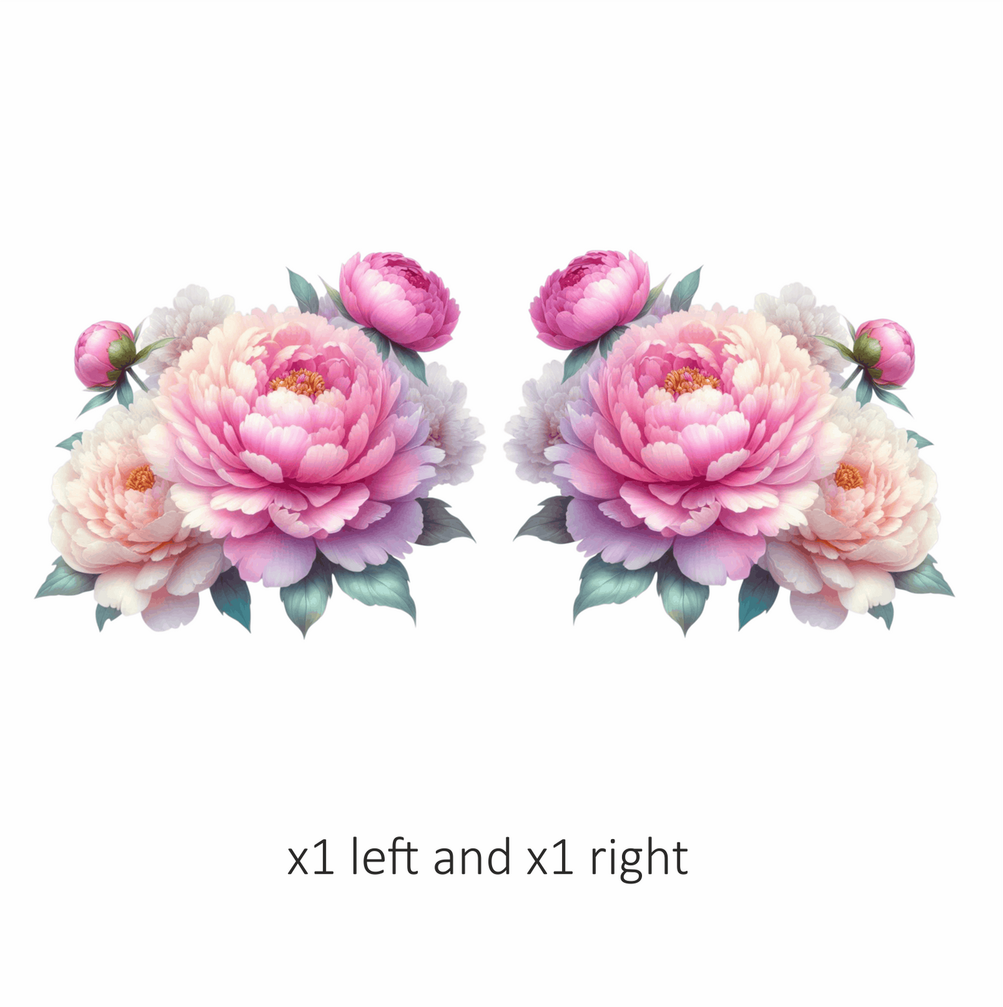 Pink Peony Flower Green Leaves Vinyl Sticker Decal