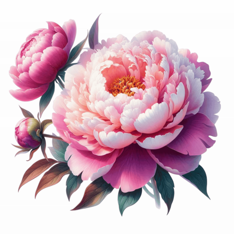Pink Flower Bloom Green Leaves Vinyl Sticker Decal