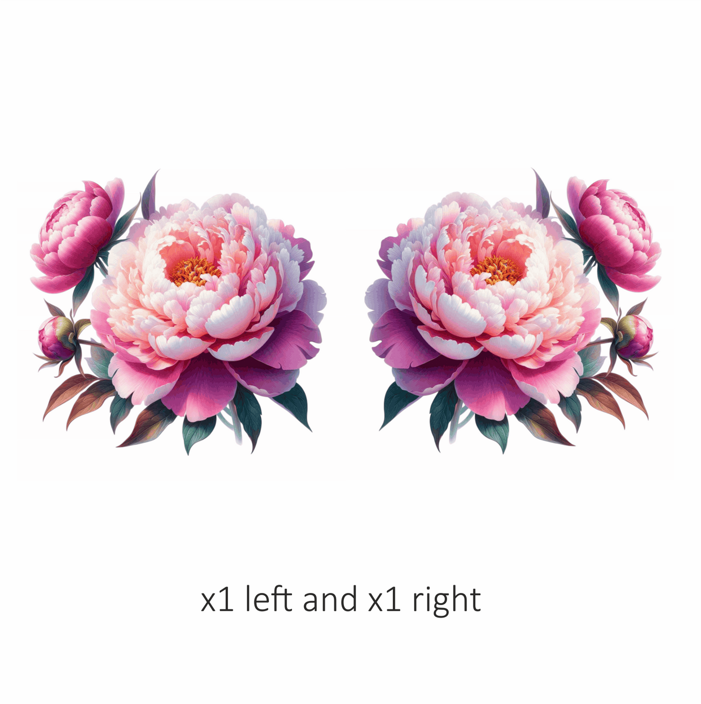 Pink Flower Bloom Green Leaves Vinyl Sticker Decal