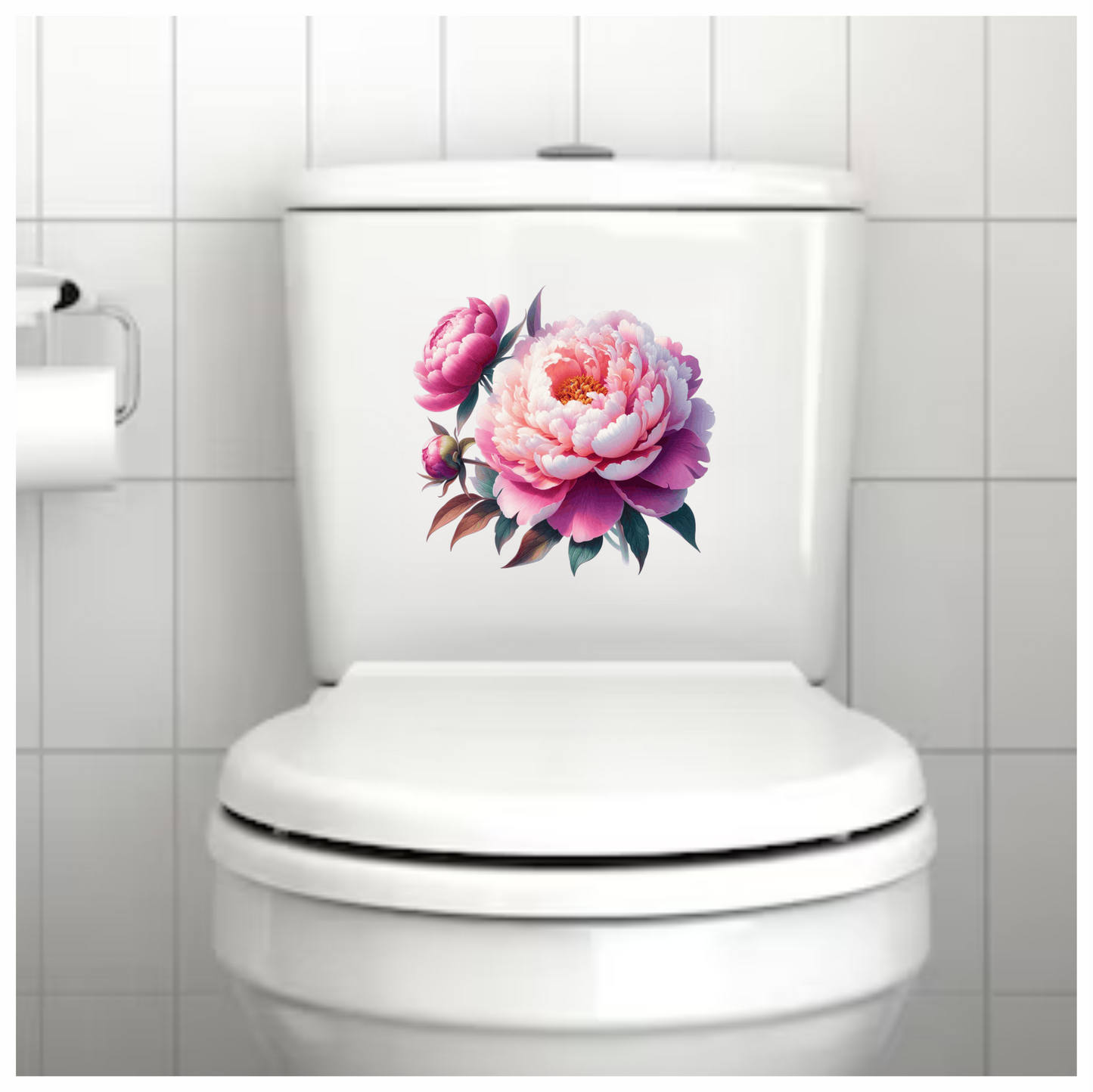 Pink Flower Bloom Green Leaves Vinyl Sticker Decal