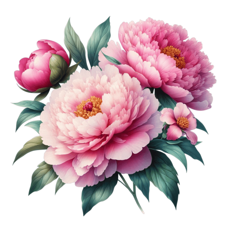Pink Flowers Green Leaves Blooming Garden Vinyl Sticker Decal