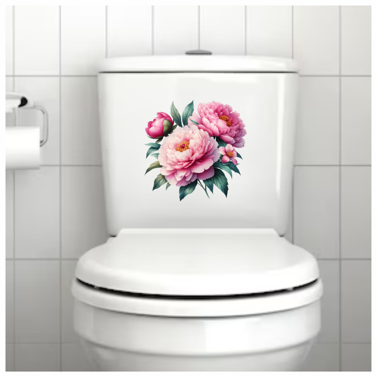 Pink Flowers Green Leaves Blooming Garden Vinyl Sticker Decal